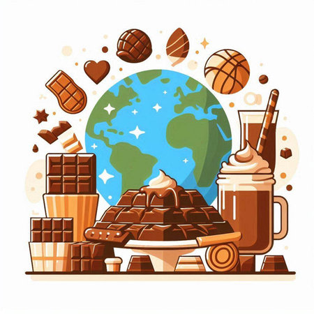 Vector illustration of world chocolate day. World chocolate day. Vector illustration.のイラスト素材