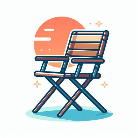 Deck chair icon in flat style. Vector illustration on white background.のイラスト素材