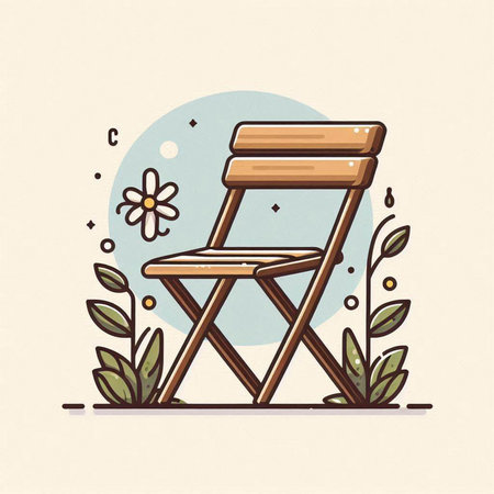 Cinema chair with flowers. Vector illustration in line art style.のイラスト素材