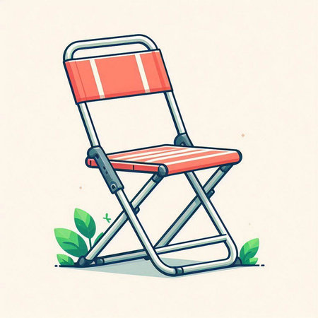 Illustration of a director's chair on a background of green leavesのイラスト素材