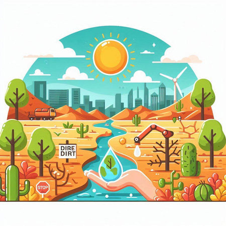 Ecology concept. Vector illustration in flat style. Environmentally friendly city.のイラスト素材