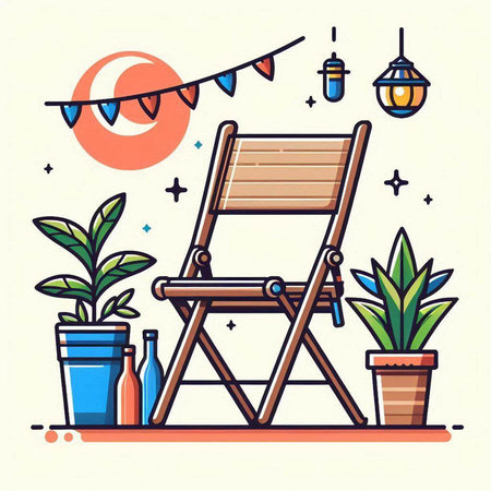 Illustration of a deck chair in a flat style. Vector illustrationのイラスト素材