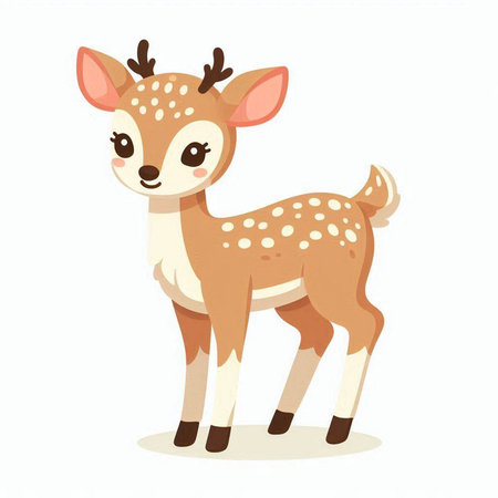 Cute cartoon deer. Vector illustration isolated on a white background.のイラスト素材