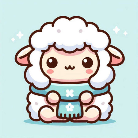Cute cartoon sheep. Vector illustration of a cute sheep. Cute sheep.のイラスト素材