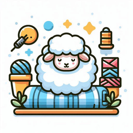 Cute sheep in the room. Vector illustration for your design.のイラスト素材