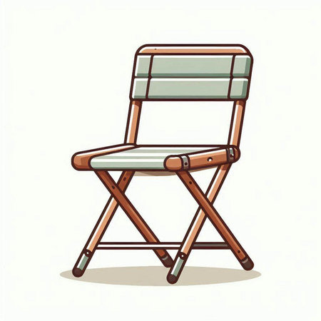 Wooden director chair isolated on white background. Vector cartoon illustration.のイラスト素材