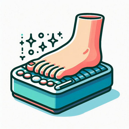 Foot care. Vector illustration of a foot on a scale. Pedicure concept.のイラスト素材