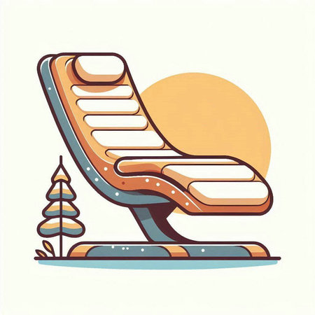 Illustration of sun lounger in a park on a white backgroundのイラスト素材