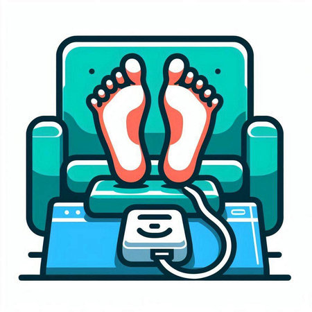 Illustration of a weight scale with feet on it - vector iconのイラスト素材