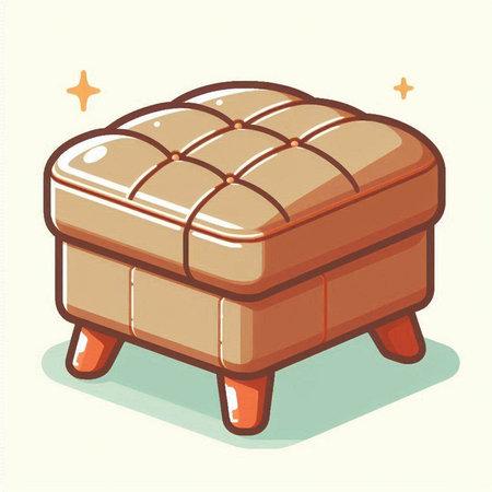 Illustration of a soft upholstered stool in cartoon styleのイラスト素材