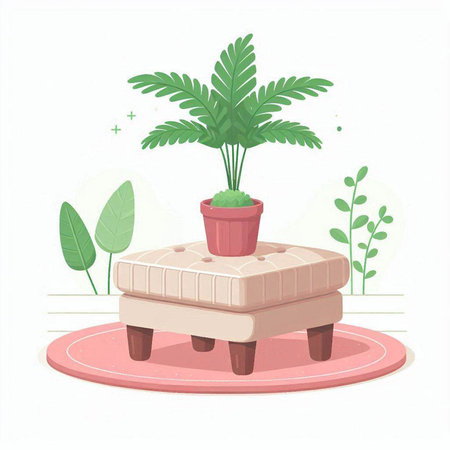 Vector illustration of a potted plant in a pot on a chairのイラスト素材
