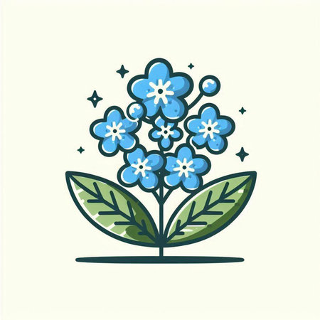 Cute hand drawn blue flowers isolated on white background. Vector illustration.のイラスト素材
