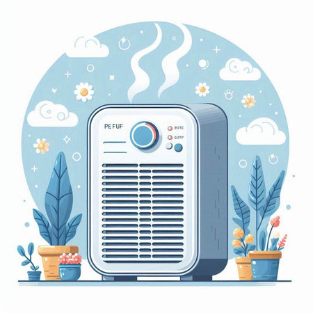 Air conditioner in the flat style. Vector illustration. Flat design.のイラスト素材