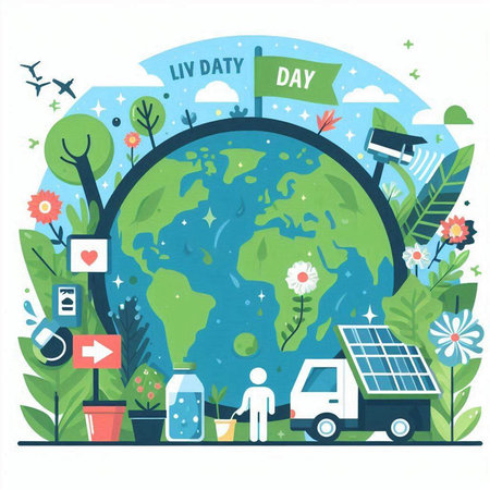 World Environment Day. Save the planet. Vector illustration in flat styleのイラスト素材