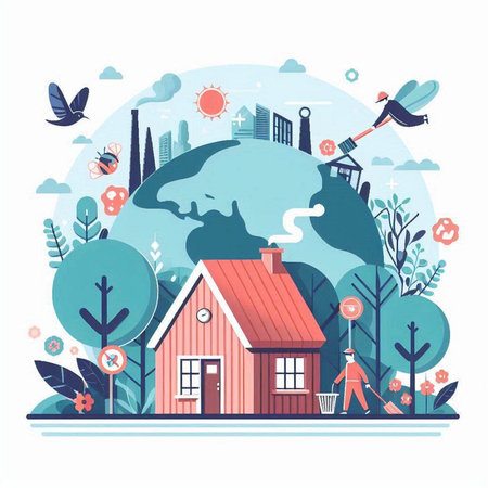 Flat design modern vector illustration concept of protecting nature, environment.のイラスト素材