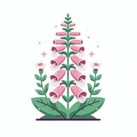 Foxglove flower vector illustration isolated on white background. Floral design element.のイラスト素材