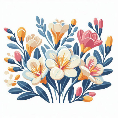 Vintage floral bouquet with crocus flowers. Vector illustration.のイラスト素材