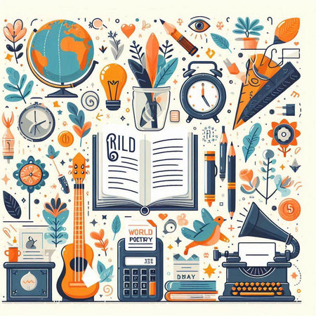 Vector illustration of a set of school and office supplies. Back to school.のイラスト素材