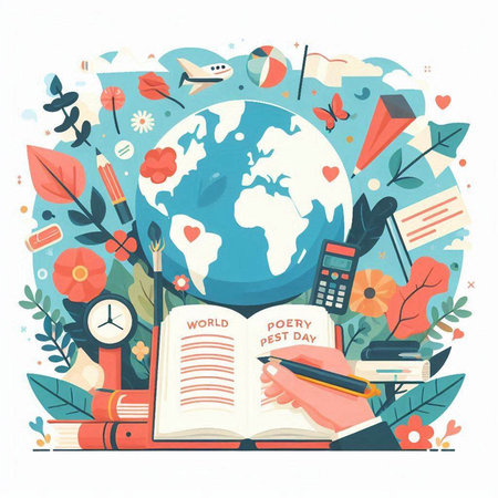 Flat design vector illustration concept of education and learning. World book day.のイラスト素材