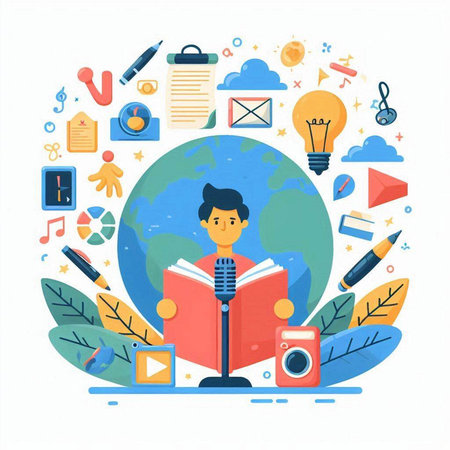 Flat design illustration concepts for education, knowledge, wisdom, learning, knowledge, knowledge, wisdom.のイラスト素材