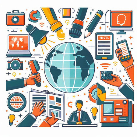 Flat line design concept of online education and learning. Vector illustrationのイラスト素材