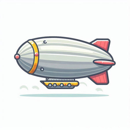 Illustration of a cartoon airship isolated on a white background.のイラスト素材