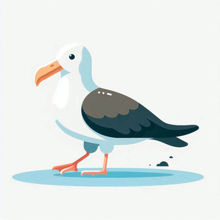 Seagull. Vector illustration on white background. Cartoon style.のイラスト素材
