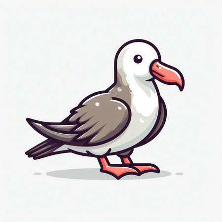 Seagull cartoon vector illustration. Cute seagull.のイラスト素材