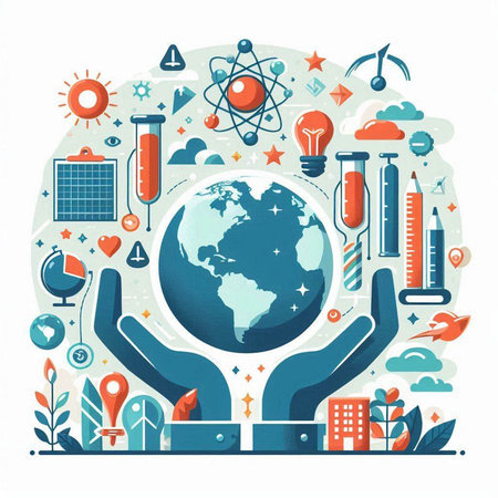 Flat design vector illustration concept of environment protection, ecology, climate change and global warming.のイラスト素材