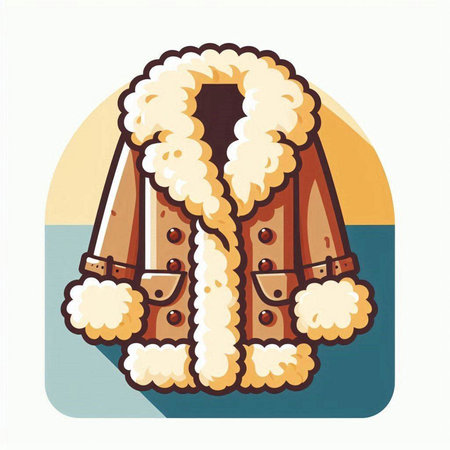 Winter fur coat. Vector illustration in flat style. Isolated on white background.のイラスト素材