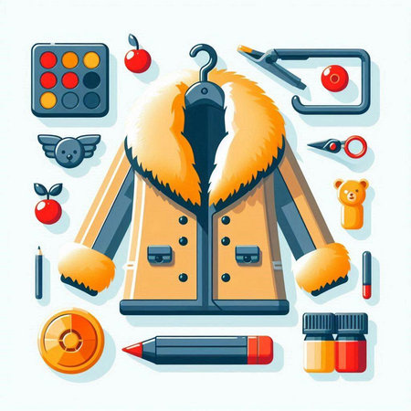 Winter fashion icons set. Winter clothes and accessories. Vector illustration.のイラスト素材
