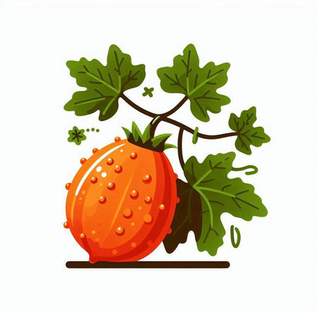 Pumpkin plant isolated on white background. Vector flat illustration.のイラスト素材