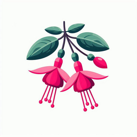 Fuchsia flowers isolated on a white background. Vector illustration.のイラスト素材