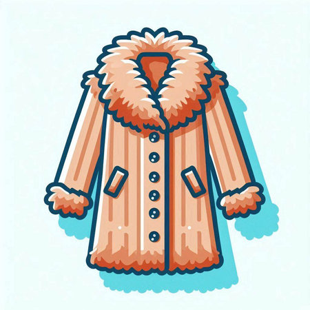 Vector illustration of a fur coat isolated on white background. Cartoon style.のイラスト素材