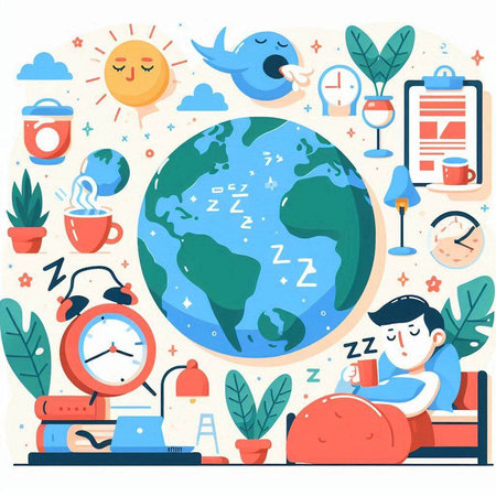 Vector illustration of a man sitting on the couch in front of the globe. Flat style.のイラスト素材