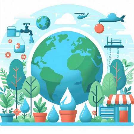 Ecology concept, save the planet, save the world, vector illustrationのイラスト素材