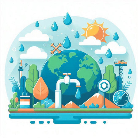 Ecology concept. Save the planet, save water. Vector illustrationのイラスト素材