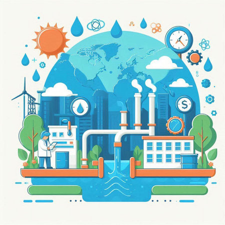 Ecology concept. Vector illustration in flat design. Green energy.のイラスト素材
