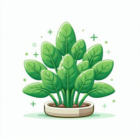 Illustration of a green plant in a pot on a white backgroundのイラスト素材