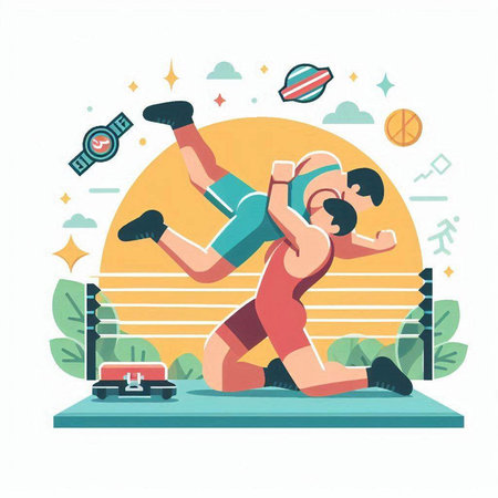 Fitness and healthy lifestyle concept. Vector illustration in flat style.のイラスト素材