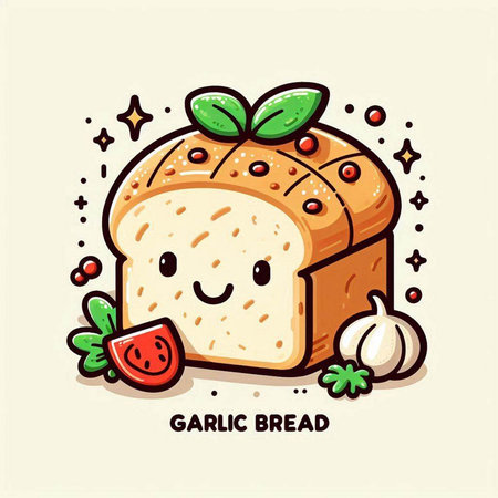 Illustration of a cute cartoon bread. Vector illustration of a bread.のイラスト素材