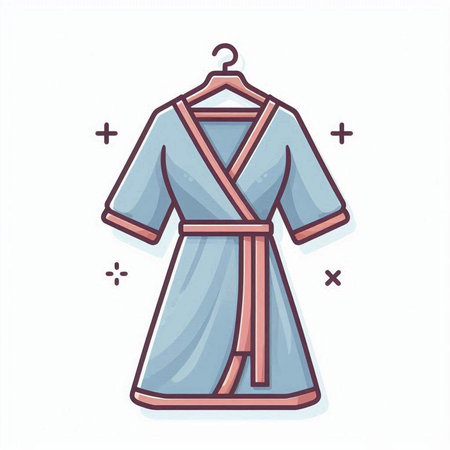 Illustration of a bathrobe on a hanger isolated on a white backgroundのイラスト素材