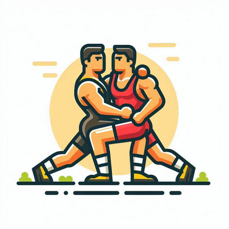 Two men fighting for the ball. Vector illustration in a flat style.のイラスト素材