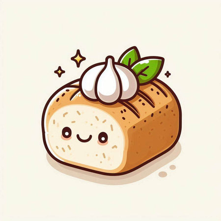 Cute cartoon bread vector illustration. Hand drawn bakery icon. Vector illustration.のイラスト素材