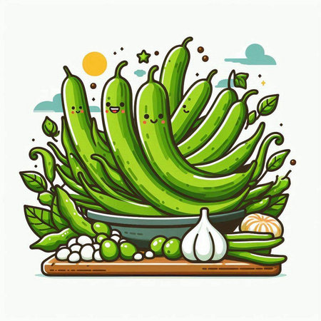 Vegetable cartoon character. Vector illustration in a flat style.のイラスト素材