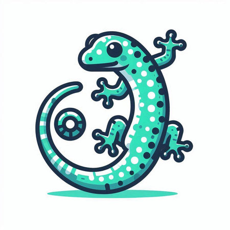 Cute cartoon lizard isolated on white background. Vector illustration in flat style.のイラスト素材