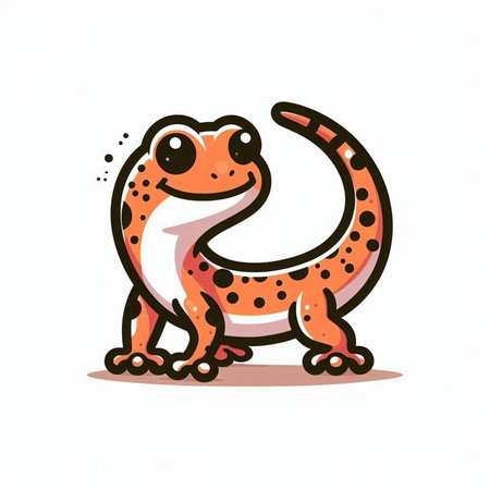 Cute cartoon leopard gecko isolated on white background. Vector illustration.のイラスト素材