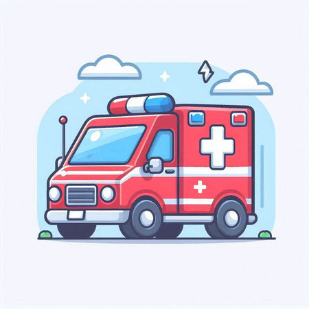 Ambulance car. Emergency vehicle. Vector illustration in flat styleのイラスト素材