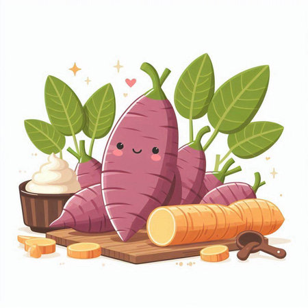 Sweet potato vector illustration. Sweet potato vector illustration. Sweet potato vector illustrationのイラスト素材
