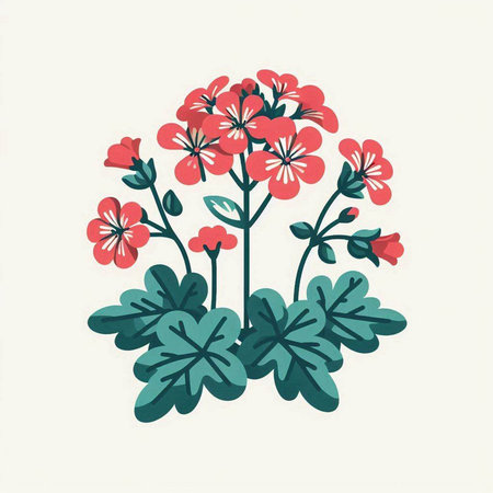 Pelargonium, pelargonium, geranium, pelargonium. Hand drawn vector illustration.のイラスト素材
